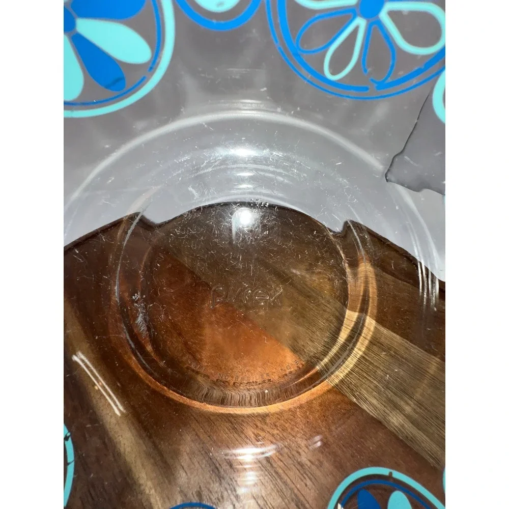 Pyrex Blue Mod Flowers Glass Bowls Set of 2 Vintage Retro MCM Teal Cobalt